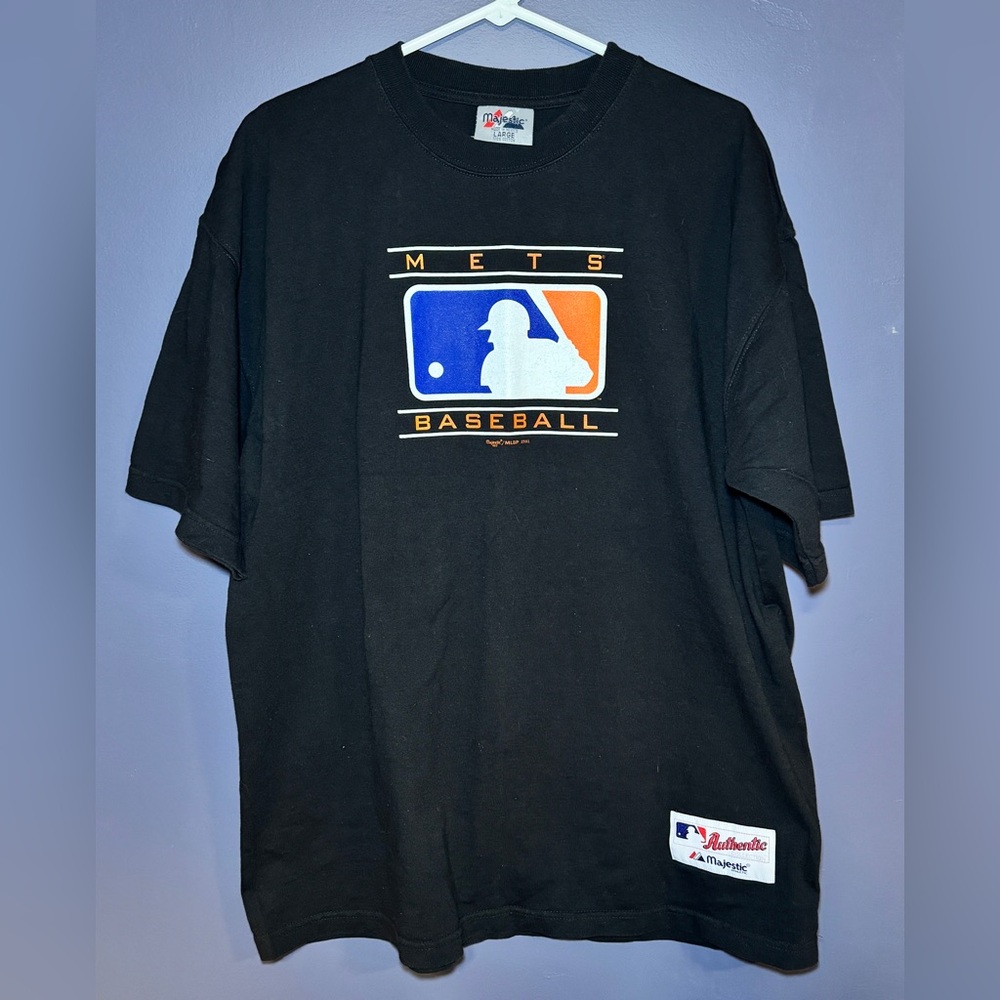 NOS Majestic Athletic Teeshirt Mets MLB Black Men’s Large 100% Cotton Original